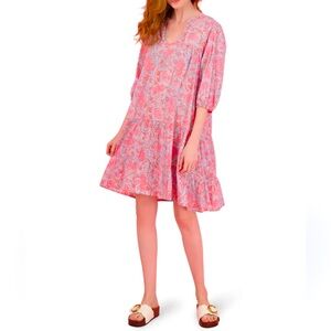 Mer St Barth Veronique Floral Mini Dress/Swim Cover/L & fits S/M broad shoulders